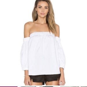 Milly Mini's White Off-The-Shoulder Popplin Cotton Top